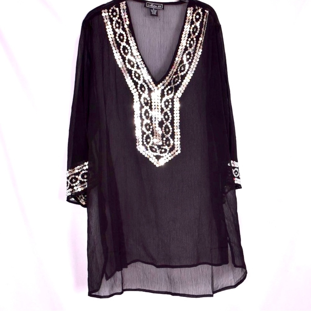 Metro 22 Sheer Swim Cover Up Sequin Detail